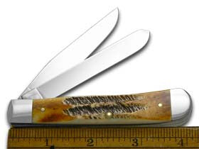 W.R. Case XX Knives Buck Fever 6.5 BoneStag Trapper 1/600 Stainless Pocket Knife 6.5-DEER