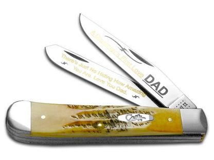 W.R. Case XX Knives 6.5 Bone Stag Daughters First Love Dad Trapper 1/500 Stainless Pocket Knife 6.5-DFL