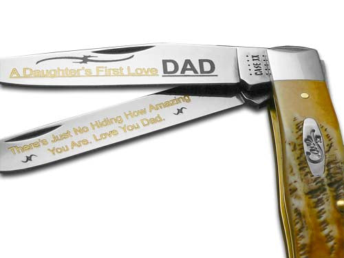 W.R. Case XX Knives 6.5 Bone Stag Daughters First Love Dad Trapper 1/500 Stainless Pocket Knife 6.5-DFL