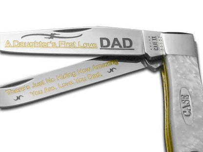 W.R. Case XX Knives White Pearl Daughters First Love Dad Trapper 1/500 Stainless Pocket Knife HP-DFL