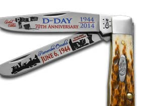 W.R. Case XX Knives D-Day 70th Anniversary Amber Bone Trapper Stainless Pocket Knife CAT-DDAY70