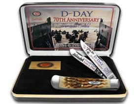 W.R. Case XX Knives D-Day 70th Anniversary Amber Bone Trapper Stainless Pocket Knife CAT-DDAY70