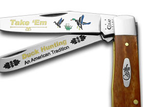 W.R. Case XX Knives Chestnut Bone Duck Hunting 1/600 Trapper Pocket Knife CN-DUCK