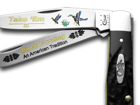 W.R. Case XX Knives Rough Black Delrin Duck Hunting 1/600 Trapper Pocket Knife RBK-DUCK