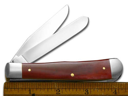 W.R. Case XX Knives Father-Daughter Dark Red Bone Trapper Stainless Pocket Knife CAT-FD/RSB