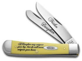 W.R. Case XX Knives Father & Daughter Yellow Delrin Trapper Stainless Pocket Knife CAT-FD/Y