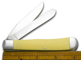 W.R. Case XX Knives Father & Daughter Yellow Delrin Trapper Stainless Pocket Knife CAT-FD/Y