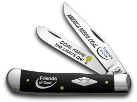 W.R. Case XX Knives Friends of Coal America Needs Coal Black Delrin 1/500 Trapper Pocket Knife BD-ANC