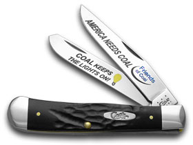 W.R. Case XX Knives Friends of Coal America Needs Coal Rough Black Delrin Trapper Pocket Knife RBK-ANC