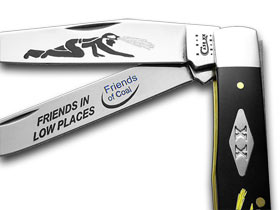 W.R. Case XX Knives Friends of Coal Friends in Low Places Black Delrin 1/500 Trapper Pocket Knife BD-FILP