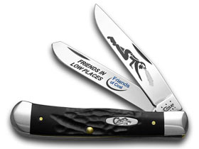 W.R. Case XX Knives Friends of Coal Friends in Low Places Rough Black Delrin Trapper Pocket Knife RBK-FILP