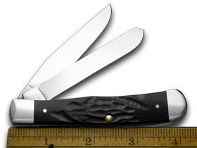 W.R. Case XX Knives Friends of Coal Friends in Low Places Rough Black Delrin Trapper Pocket Knife RBK-FILP