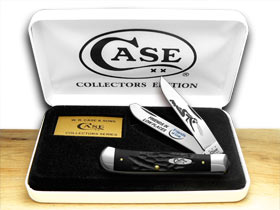 W.R. Case XX Knives Friends of Coal Friends in Low Places Rough Black Delrin Trapper Pocket Knife RBK-FILP