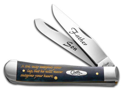 W.R. Case XX Knives Father-Son Mediterranean Blue Bone Trapper Stainless Pocket Knife CAT-FS/BSB