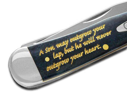 W.R. Case XX Knives Father-Son Mediterranean Blue Bone Trapper Stainless Pocket Knife CAT-FS/BSB
