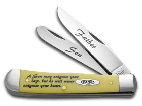 Case XX™ Knives Father Son Trapper Yellow Delrin Stainless Pocket Knife CAT-FS/Y