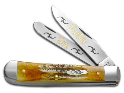 W.R. Case XX Knives Father and Son 6.5 Bone Stag Trapper Stainless Pocket Knife 6.5T-F&S