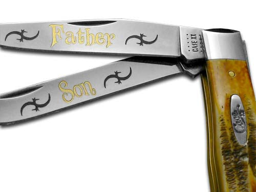 W.R. Case XX Knives Father and Son 6.5 Bone Stag Trapper Stainless Pocket Knife 6.5T-F&S