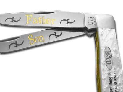 W.R. Case XX Knives Father and Son White Pearl Trapper 1/500 Stainless Pocket Knife HPT-F&S