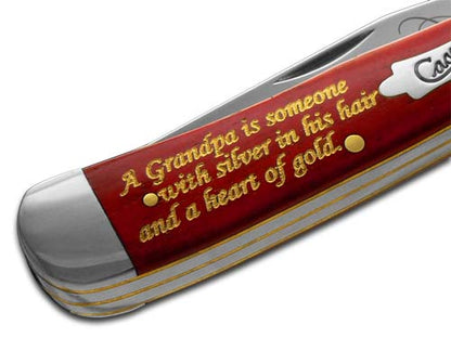 W.R. Case XX Knives Grandfather and Granddaughter Smooth Red Bone Trapper Stainless Pocket Knife CAT-GFGD/RB