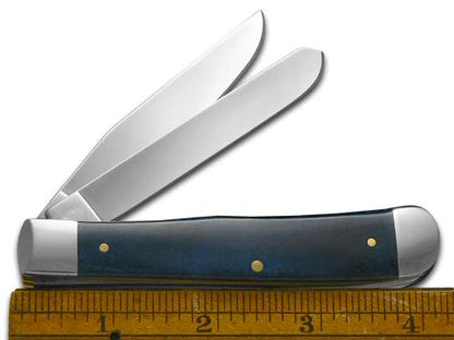 W.R. Case XX Knives Grandfather and Grandson Smooth Blue Bone Trapper Stainless Pocket Knife CAT-GFGS/BB