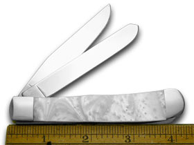 W.R. Case XX Knives Holy Bible Psalms 113:3 White Pearl Corelon Trapper Pocket Knife HP-HB/113:3