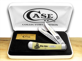 W.R. Case XX Knives Holy Bible Psalms 113:3 Yellow Synthetic Trapper 1/500 Pocket Knife Y-HB/113:3