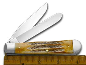 W.R. Case XX Knives Happy Birthday Son 6.5 Bone Stag Trapper 1/999 Stainless Pocket Knife 6.5-HBS
