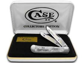 W.R. Case XX Knives Happy Anniversary Mom And Dad White Pearl Corelon Trapper 1/999 Stainless Pocket Knife HP-HAMD