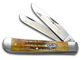 W.R. Case XX Knives Happy Father's Day 6.5 Bone Stag Trapper 1/999 Stainless Pocket Knife 6.5-HFD