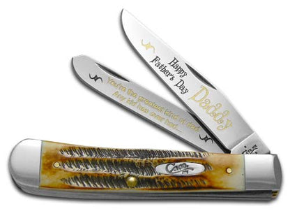 W.R. Case XX Knives Happy Father's Day Daddy BoneStag Trapper 1/500 Stainless Pocket Knife 6.5-HFDD