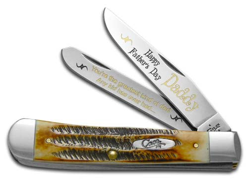 W.R. Case XX Knives Happy Father's Day Daddy BoneStag Trapper 1/500 Stainless Pocket Knife 6.5-HFDD
