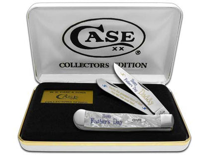 W.R. Case XX Knives Happy Father's Day Daddy White Pearl Trapper Stainless Pocket Knife HP-HFDD