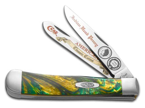 W.R. Case XX Knives Indian Head Penny Cat's Eye Trapper 1/3000 Stainless Pocket Knife CAT-IHP/CE