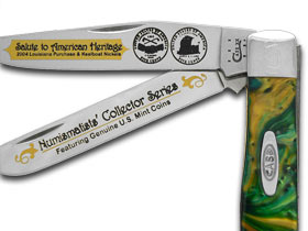 W.R. Case XX Knives U.S. Heritage Nickels Cat's Eye Trapper 1/2500 Stainless Pocket Knife CAT-LP/CE