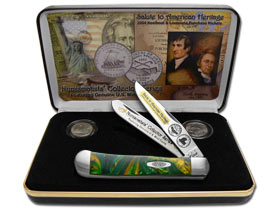 W.R. Case XX Knives U.S. Heritage Nickels Cat's Eye Trapper 1/2500 Stainless Pocket Knife CAT-LP/CE