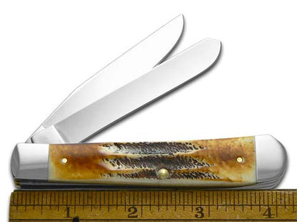 W.R. Case XX Knives Love You Daddy 6.5 BoneStag Trapper 1/500 Stainless Pocket Knife 6.5-LYD
