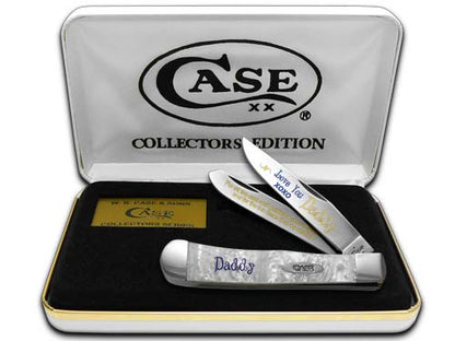 W.R. Case XX Knives Love You Daddy White Pearl Trapper 1/500 Stainless Pocket Knife HP-LYD