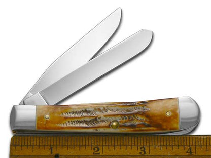 W.R. Case XX Knives Love You Papaw 6.5 BoneStag Trapper 1/500 Stainless Pocket Knife 6.5-LYP