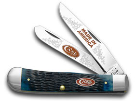 W.R. Case XX Knives Jigged Blue Bone Made in America 1/600 Trapper Limited Edition Pocket Knife BB-MIA