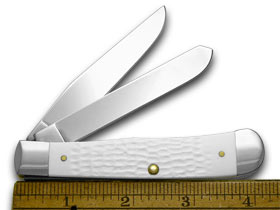 W.R. Case XX Knives Jigged White Delrin Made in America 1/600 Trapper Limited Edition Pocket Knife JWD-MIA