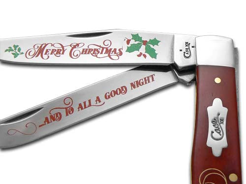 W.R. Case XX Knives Merry Christmas Smooth Red Bone Trapper Stainless Pocket Knife CAT-MC/RSB