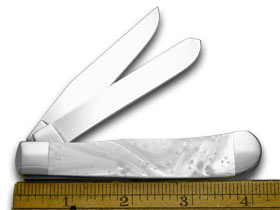 W.R. Case XX Knives White Pearl Corelon Right to Bear Arms 1/1200 Trapper Pocket Knife HP-RTBA