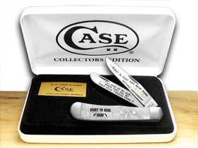 W.R. Case XX Knives White Pearl Corelon Right to Bear Arms 1/1200 Trapper Pocket Knife HP-RTBA
