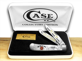 W.R. Case XX Knives White Pearl Corelon Stop War on Coal 1/600 Trapper Pocket Knife HP-STWOC
