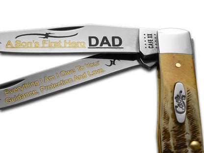W.R. Case XX Knives Dad A Son's First Hero 6.5 Bone Stag Trapper 1/500 Stainless Pocket Knife 6.5-SFH
