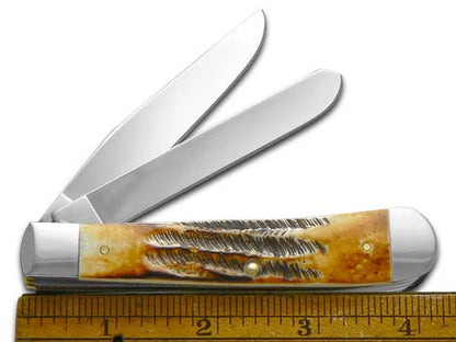 W.R. Case XX Knives Dad A Son's First Hero 6.5 Bone Stag Trapper 1/500 Stainless Pocket Knife 6.5-SFH