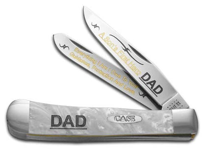 W.R. Case XX Knives Dad A Son's First Hero White Pearl Corelon Trapper 1/500 Stainless Pocket Knife HP-SFH