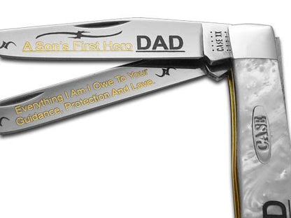 W.R. Case XX Knives Dad A Son's First Hero White Pearl Corelon Trapper 1/500 Stainless Pocket Knife HP-SFH