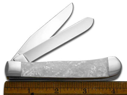 W.R. Case XX Knives Dad A Son's First Hero White Pearl Corelon Trapper 1/500 Stainless Pocket Knife HP-SFH